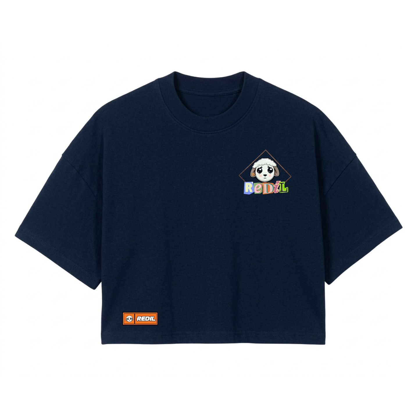 Croptop Oversize “Soy La Oveja 100” Dark Blue