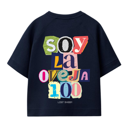 Camisa Slightly Oversize “Soy La Oveja 100” Azul Marino