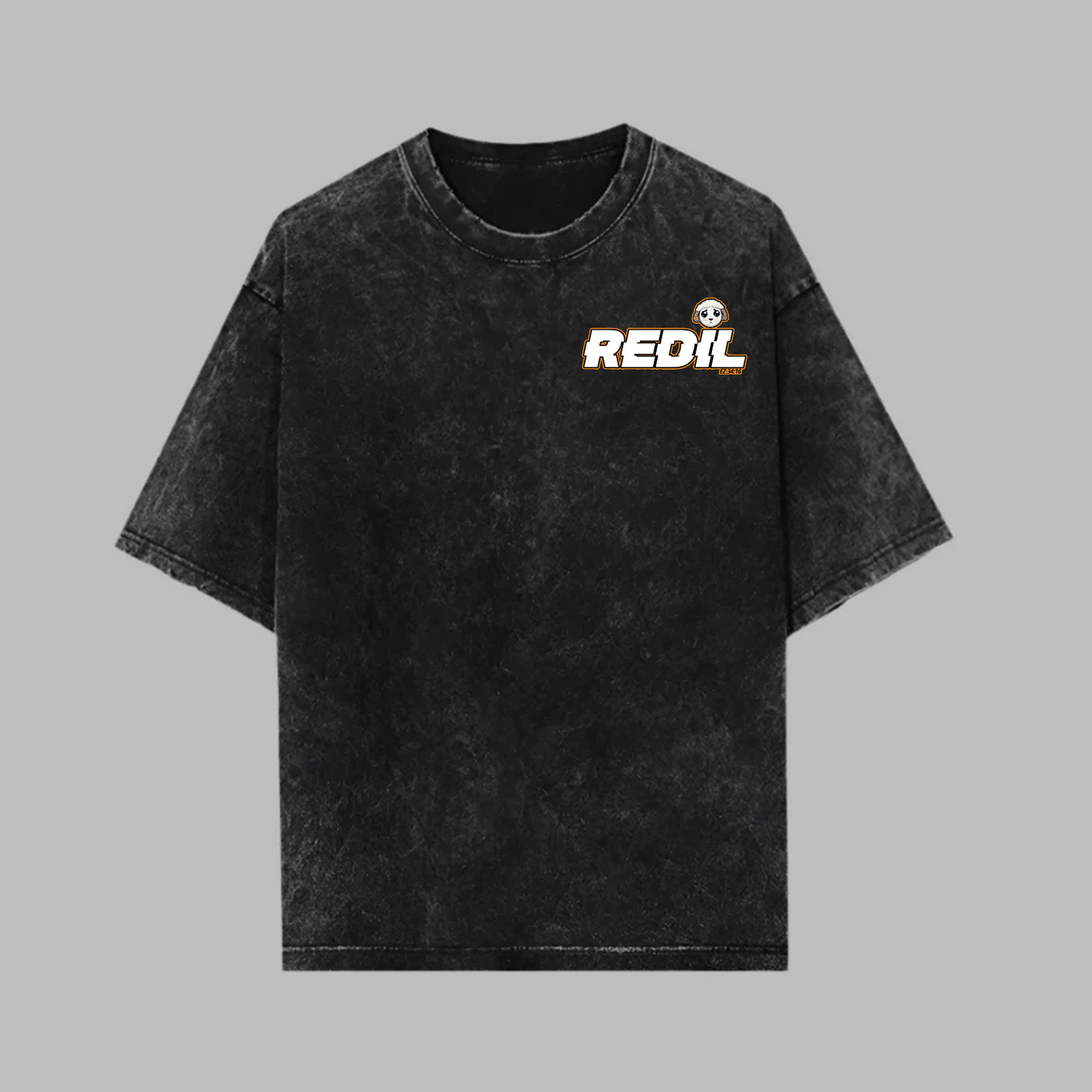 Camisa Slightly Oversize “No Fue Dios Fue La Gente” Negra Acid Wash