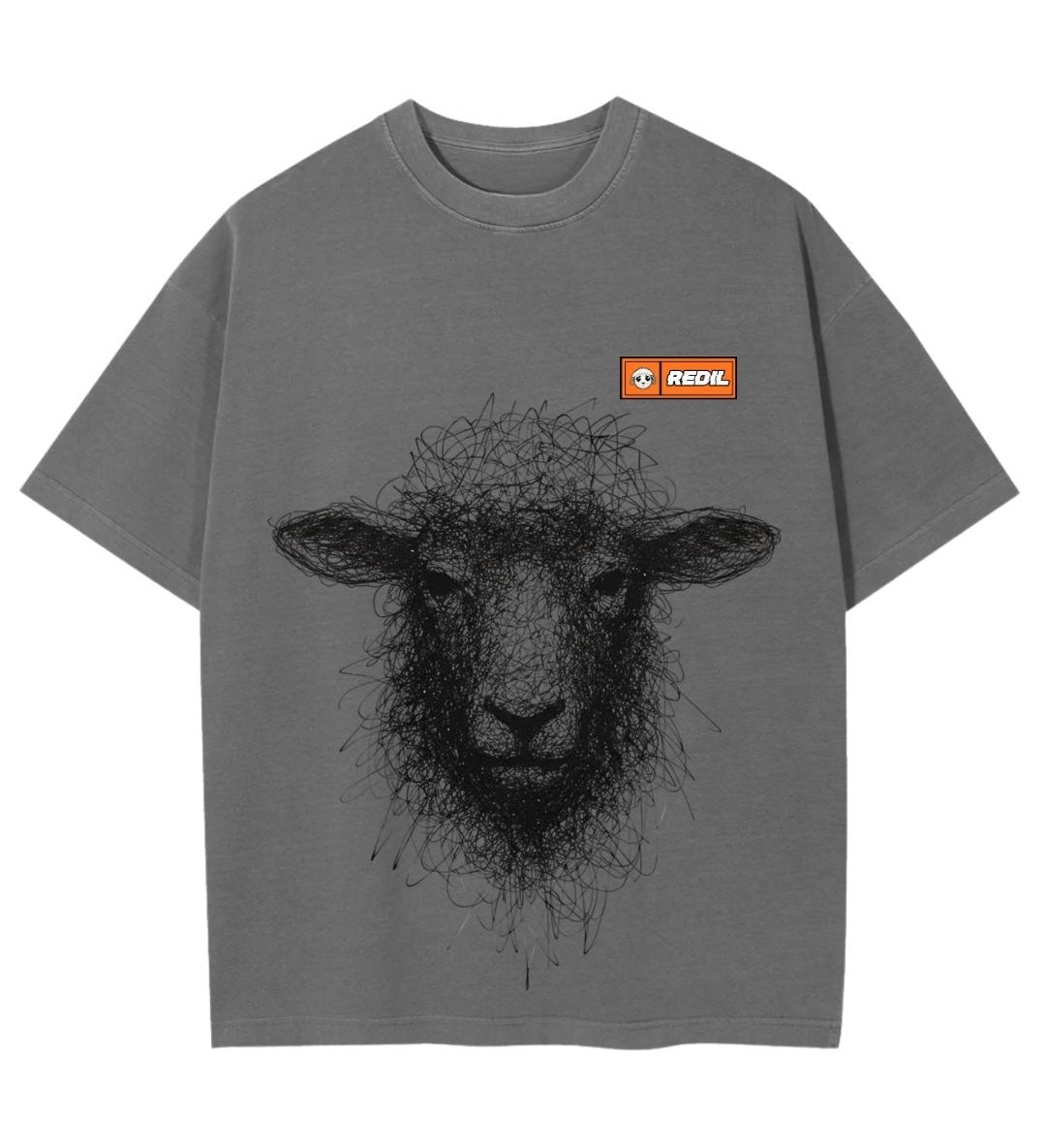 Camisa Oversize “Sheep Line art” Gris