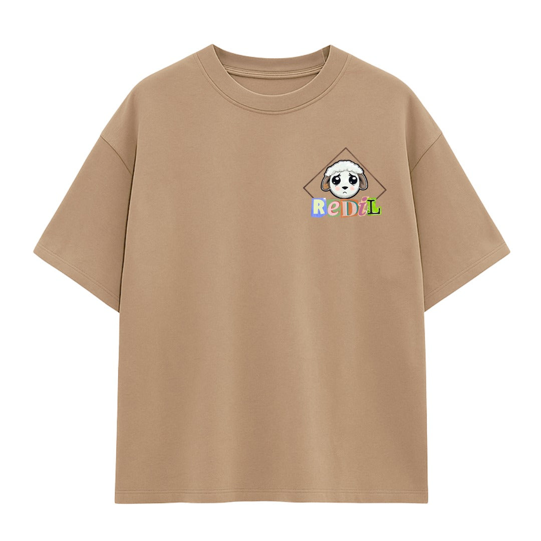 Camisa Slightly Oversize “Soy La Oveja 100” Dark Beige