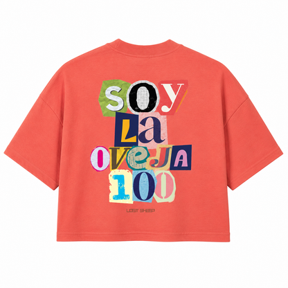 Croptop Oversize “Soy La Oveja 100” Salmon